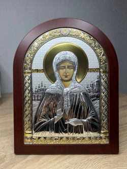 Матрона, икона арочная, красное дерево 175х225