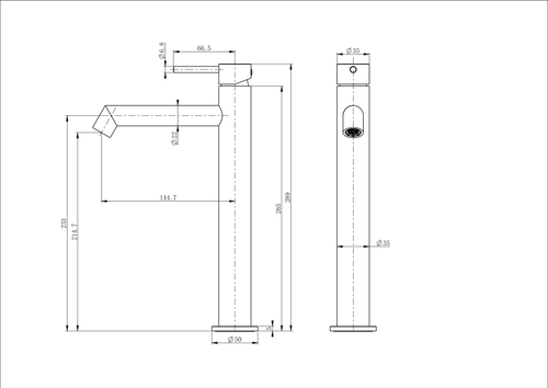 Смеситель для раковины высокий WONZON & WOGHAND, Хром (WW-H1064-CR)
