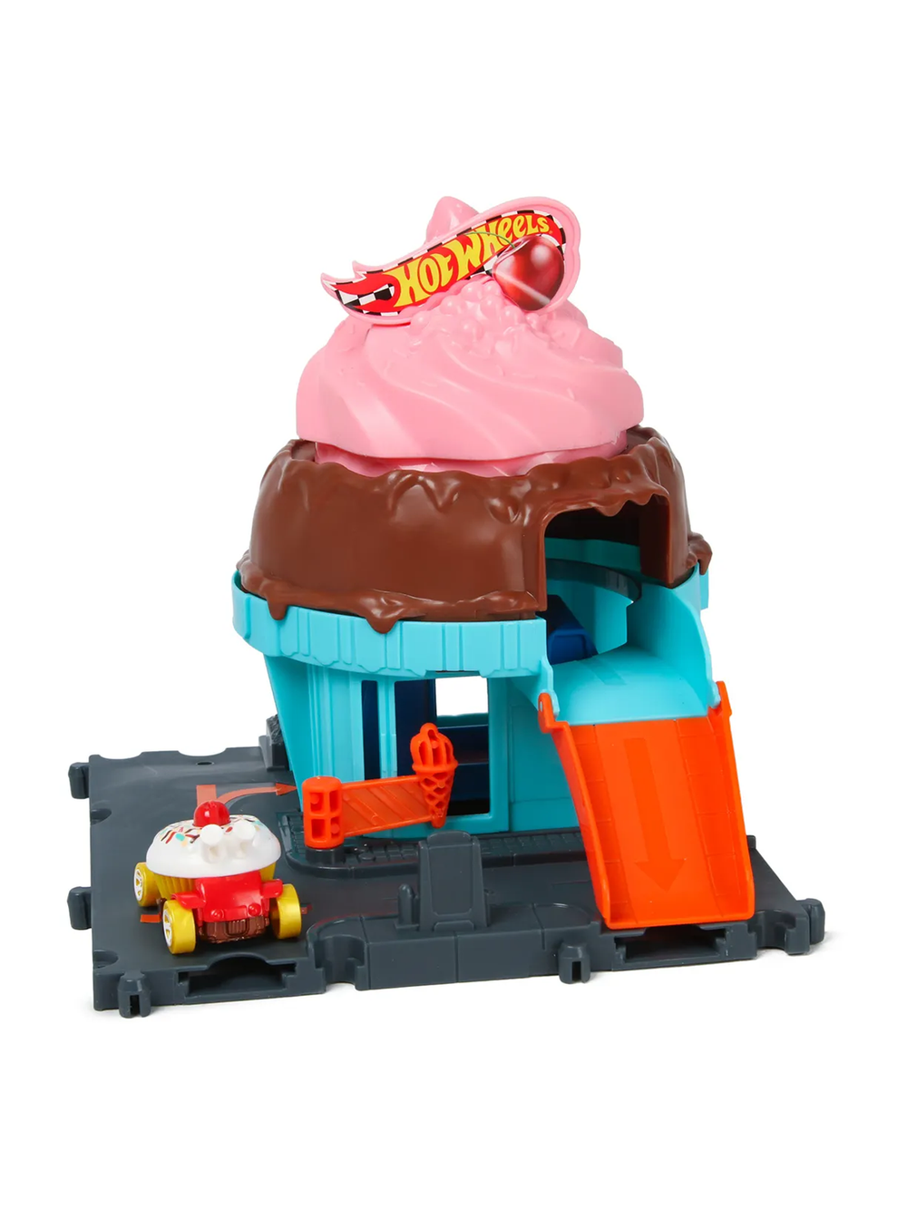Игровой набор Hot Wheels City «Магазин мороженого» HTN77 | City Downtown Ice Cream Swirl | трек с лифтом 1:64 | 4+