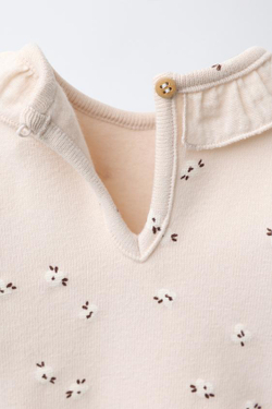 ZARA ТЕПЛОЕ БОДИ С ЦВЕТОЧНЫМ ПРИНТОМ, РОЗОВЫЙ