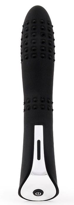 Черный вибромассажер с пупырышками с 7 режимами пульсации - 20 см. (Цвет: черный)