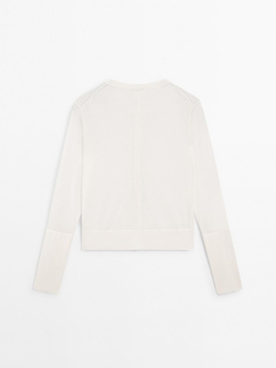 Massimo Dutti Кардиган из тонкой хлопчатобумажной смеси, натуральный