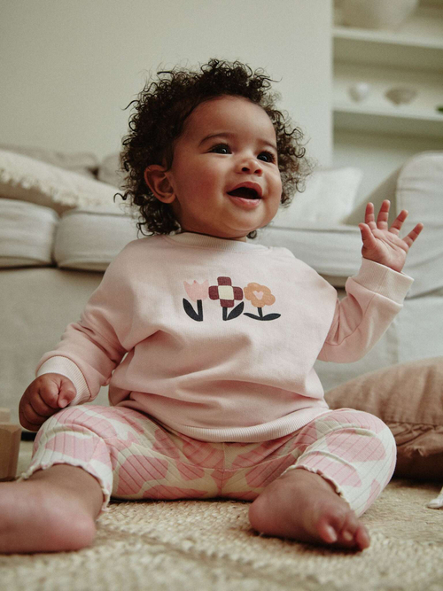 Толстовка и легинсы в комплекте для малышей Next Q94-955, Розовый, Серый