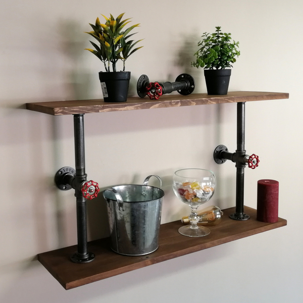 Настенные полки из дерева и труб в Индустриальном стиле, лофт