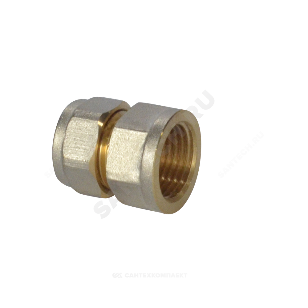 Муфта МП латунь никель обжим Дн 26х3/4" ВР ГОСТ 32415-2013 7002 Aquasfera 7002-05