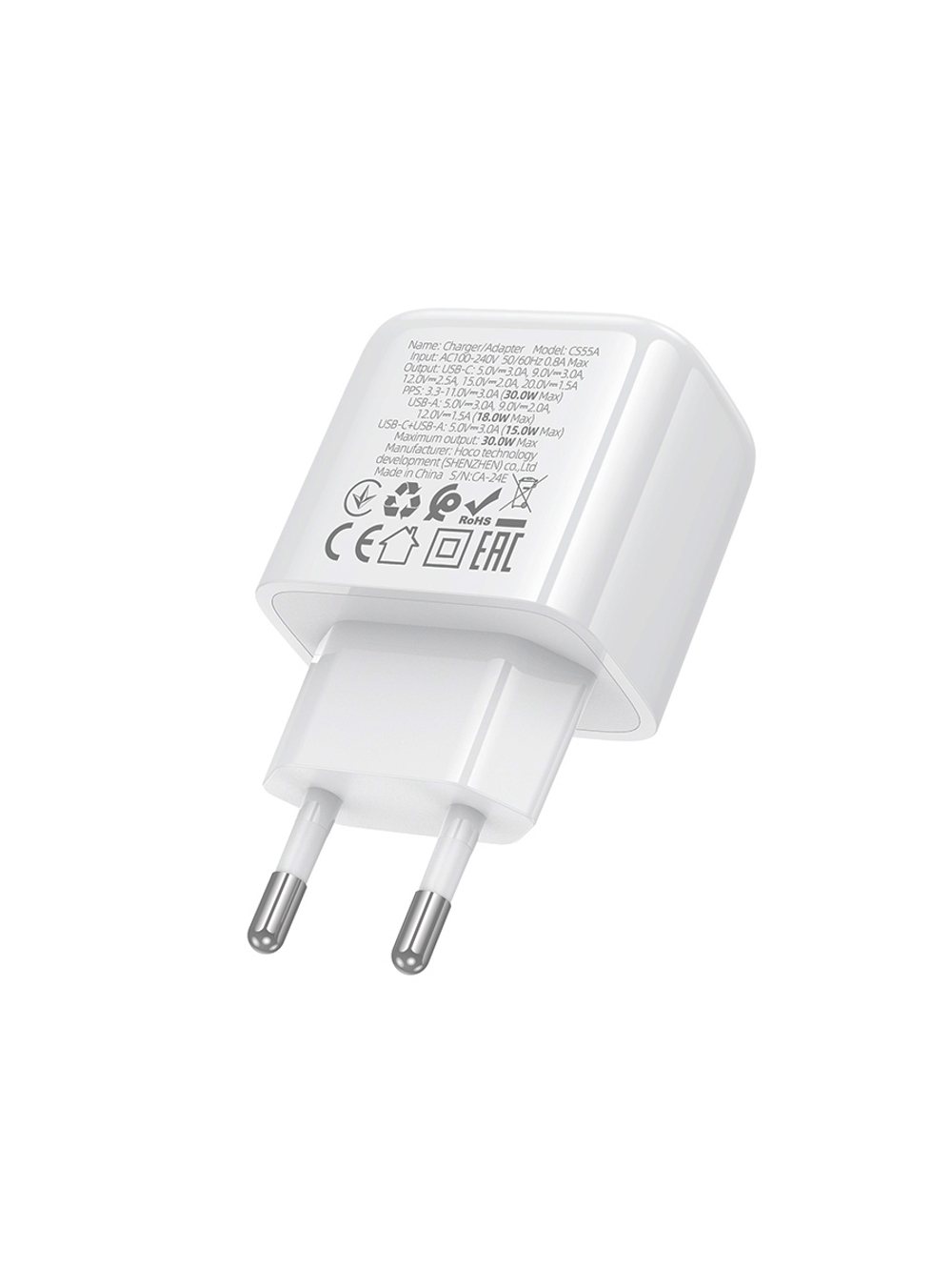 Сетевое зарядное устройство HOCO CS55A USB-C USB-A 30W