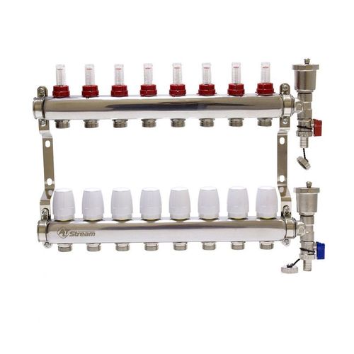 Коллекторная группа 1" евроконус 3/4" на 8 выходов с расходомерами Altstream