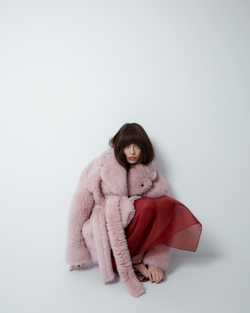 Шуба укороченная из шерсти Стелла Маккартни розовый
