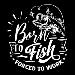 принт PewPewCat Born to fish черная футболка