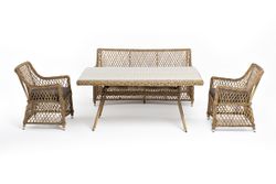 "Катания" обеденная группа плетеная на 4 персоны, цвет соломенный