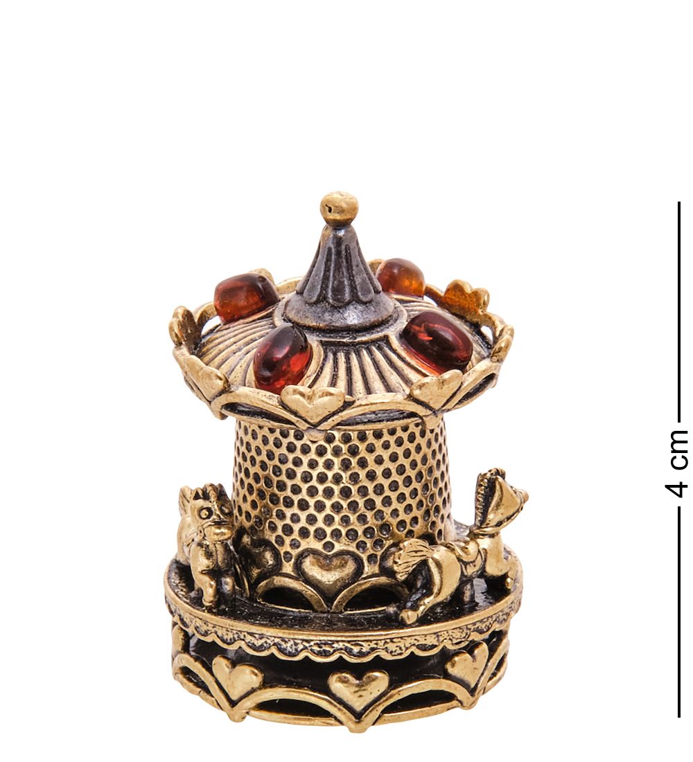 AM-3549 Наперсток «Карусель» (латунь, янтарь)