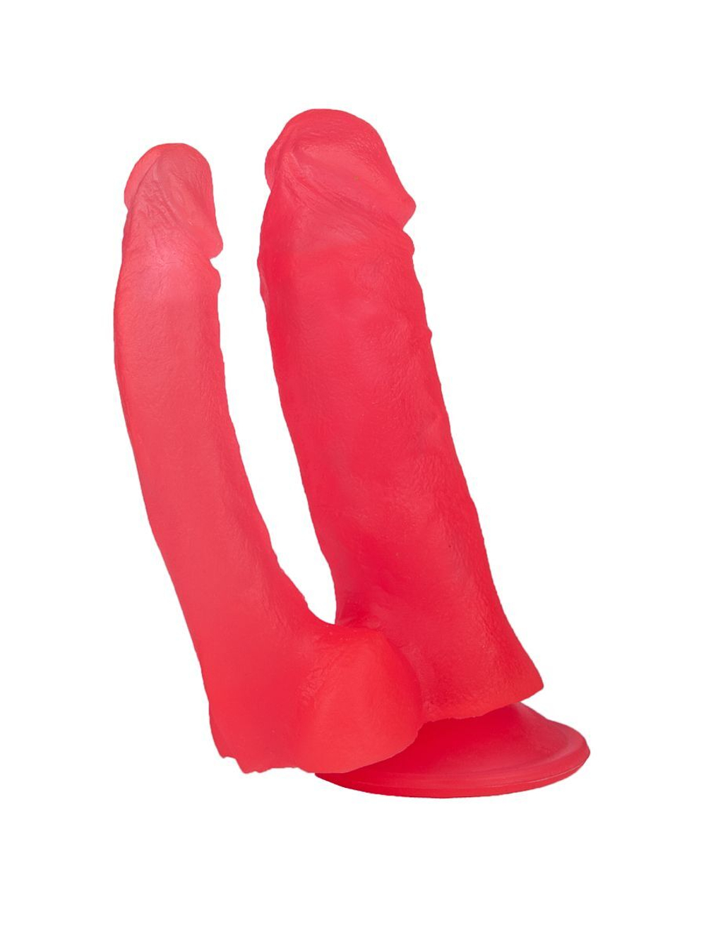 Двойной розовый фаллоимитатор на присоске - 15 см. (Цвет: розовый)