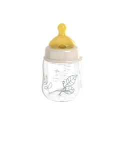 NIP Бутылочка пластиковая беж. "Cherry" 150 мл, с соской латекс 0+