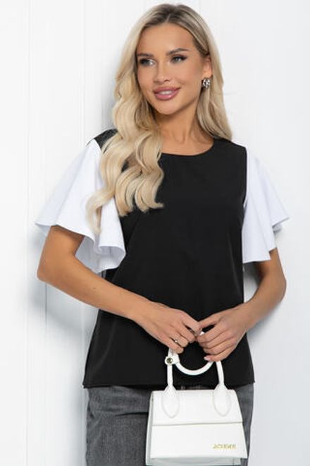 Блуза Мелодия стиля (черно-белая) Б11657 LT Collection