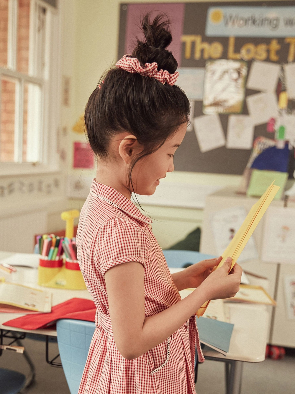 Платье школьное с воротником и поясом для девочки Next 105-911, Красный, Белый