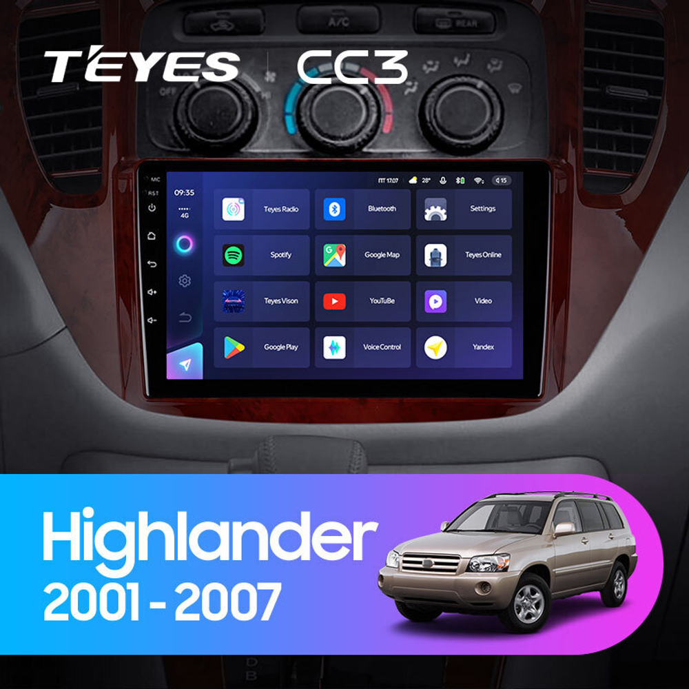 Teyes CC3 9" для Toyota Highlander 2001-2007