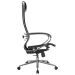 Кресло офисное МЕТТА "К-12", хром, ткань-сетка, сиденье и спинка регулируемые, черное