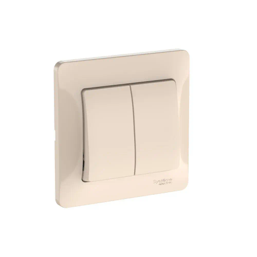 GLOSSA 2-клавишный ВЫКЛЮЧАТЕЛЬ, сх.5, 10АХ, в сборе, быстрозажим. клем., БЕЖЕВЫЙ