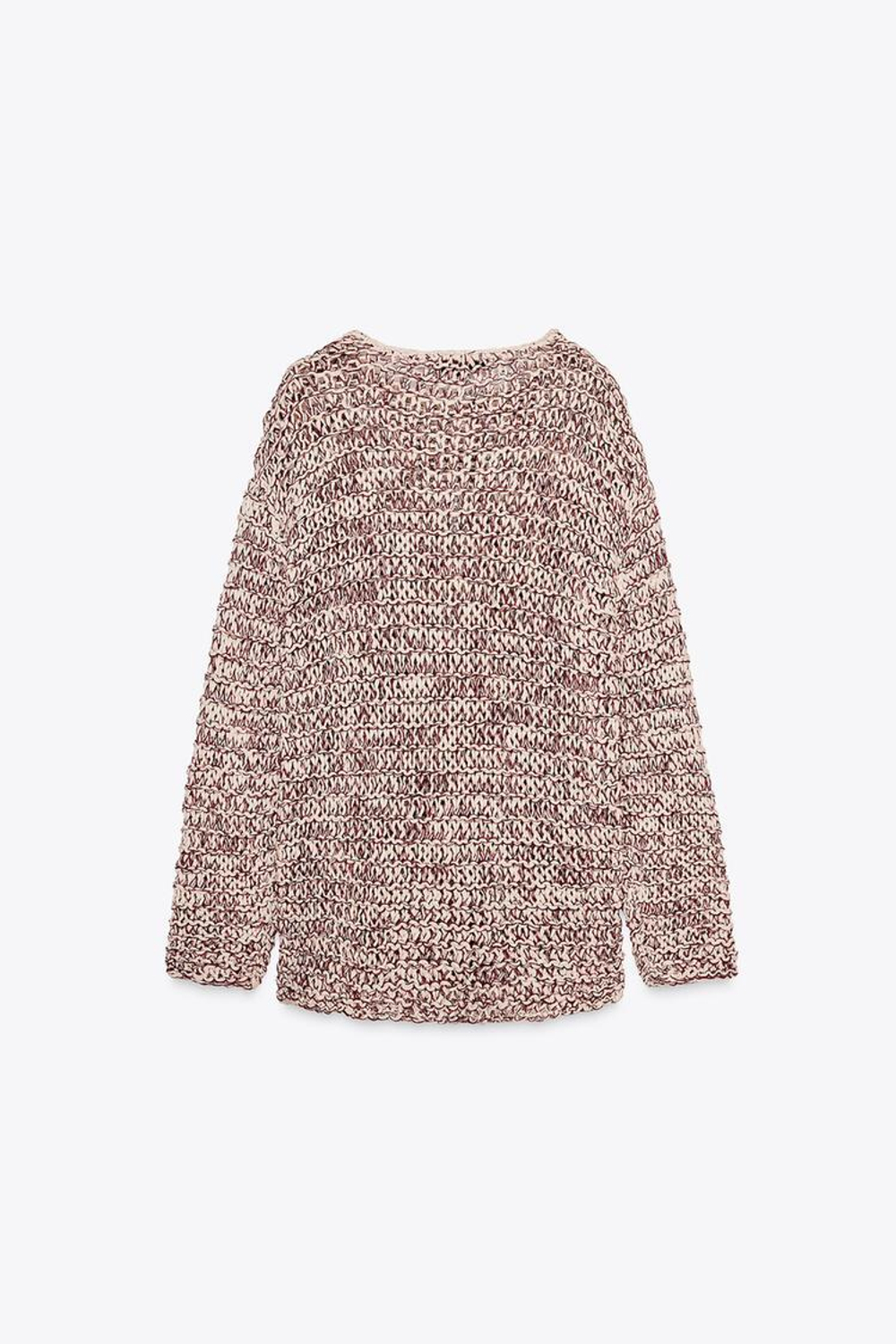 ZARA КОМБИНИРОВАННЫЙ СВИТЕР, БЕЛЫЙ/ГРАНАТОВЫЙ