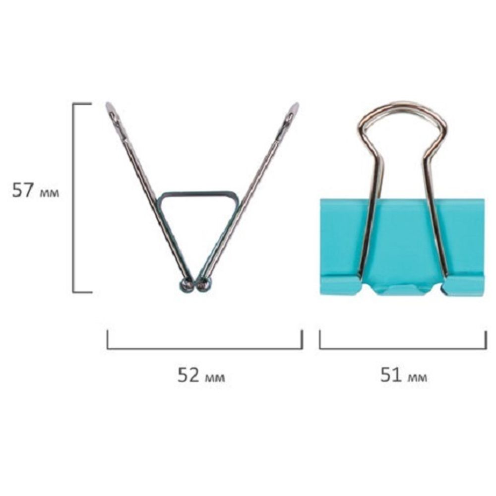 Зажим для бумаг 51мм, 12шт/упак, цветные, Staff