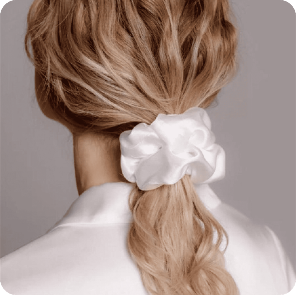 Шелковая резинка большая, белый, фото 1