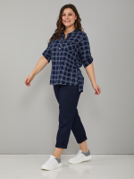Блузка БЛ-131/синяя-клеткабуквы