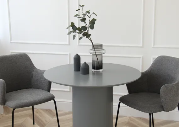 Стол обеденный Type D 90 см основание D 39 см (серый)