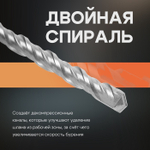 Бур по бетону ТУНДРА, двойная спираль, SDS-plus, 6 х 210 мм