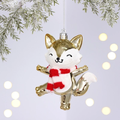 Ёлочная игрушка «Весёлый лисёнок» 8.8*5.5*13.5 см, Шампань