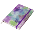 Записная книжка, А5, Alingar, 7БЦ, ПВХ (печать на мокром шелке), на резинке, клетка, 95 л., "Трендовые надписи", сиреневый