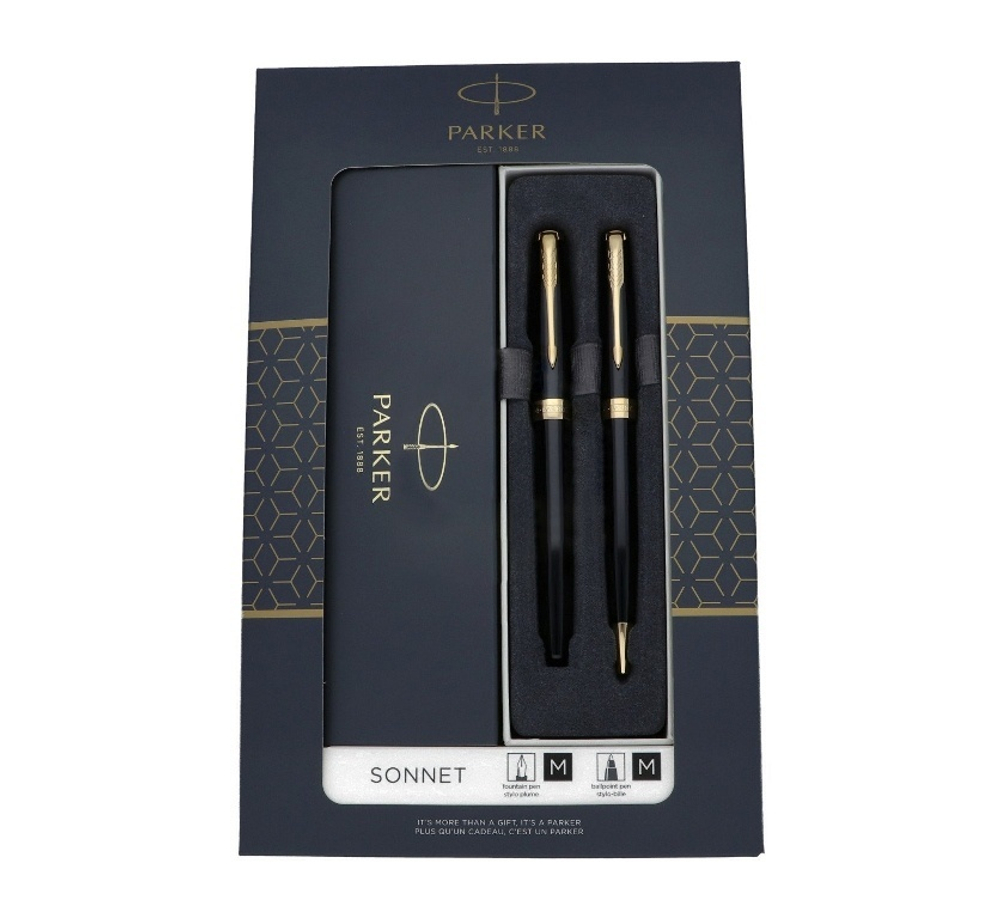 Набор из двух ручек Parker SONNET BLACK GT перьевая и шариковая ручка