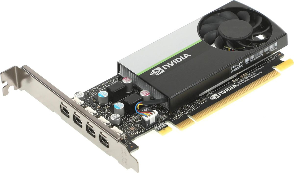 Видеокарта PNY NVIDIA  T1000 T1000 4ГБ GDDR6, Low Profile,  Bulk [vcnt1000-sb]