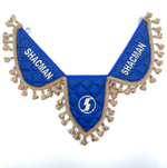 Вымпел тройной Shacman (экокожа, синий с бежевой вышивкой)