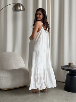 Сарафан хлопковый, длинный, на бретелях, с вырезом на завязках