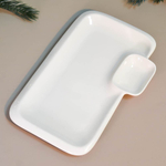 Блюдо сервировочное с соусницей 21*14см "Issi", фарфор