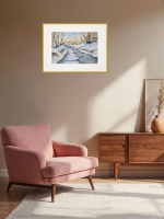 Картина авторская акварельная в паспарту 40х50 см на стену для интерьера "Солнечный день"