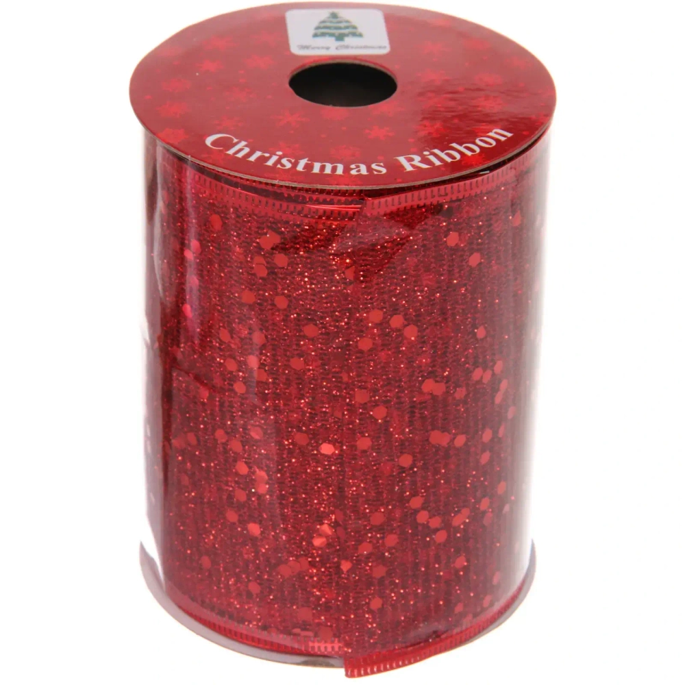 Лента для декорирования «Мерцание» 10 см, 2,7 м, Красный