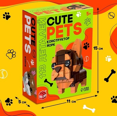 UNICON Конструктор "Cute pets",  Йорк, 113 деталей   9278944