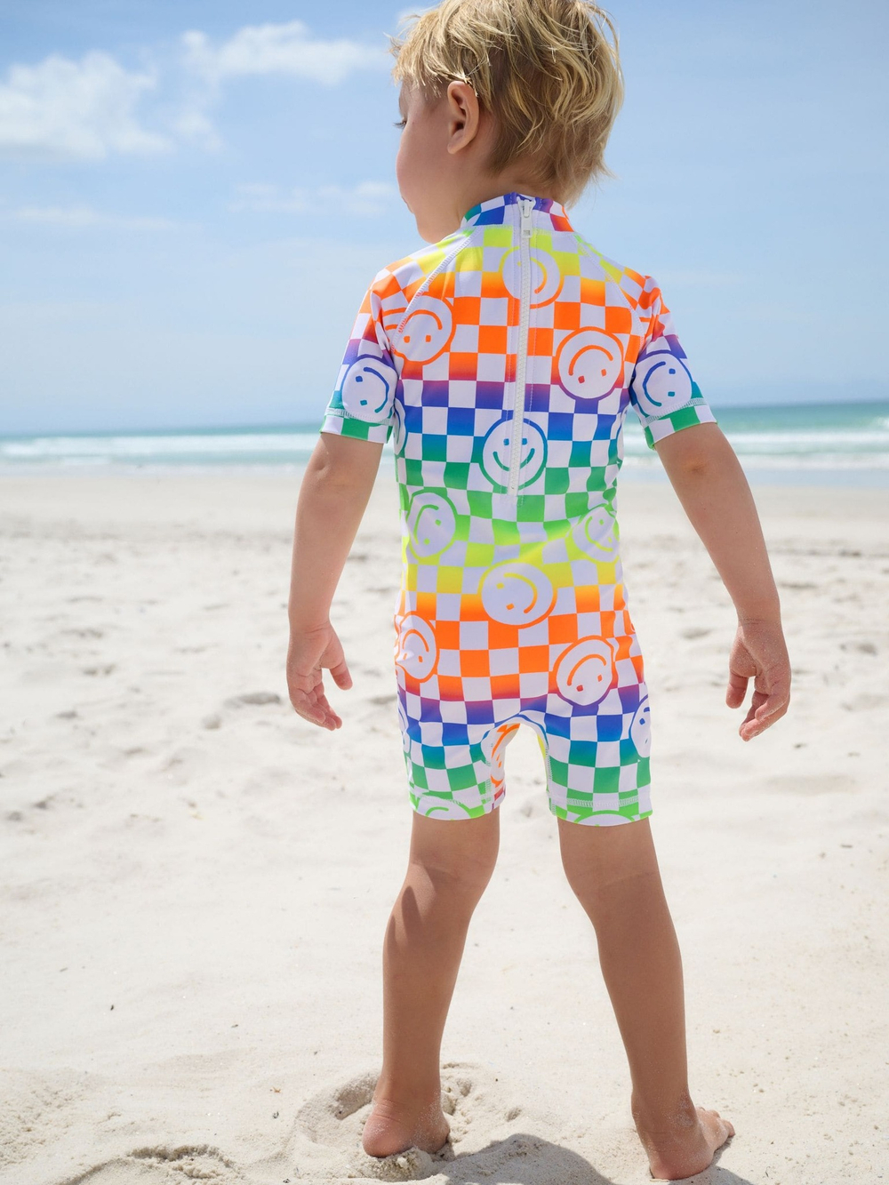 Костюм плавательный слитный для мальчика Next E91-830, Белый, Оранжевый, Синий