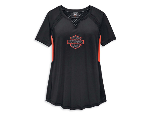 Футболка Sleeve Henley Mesh Back Knit Black Harley-Davidson