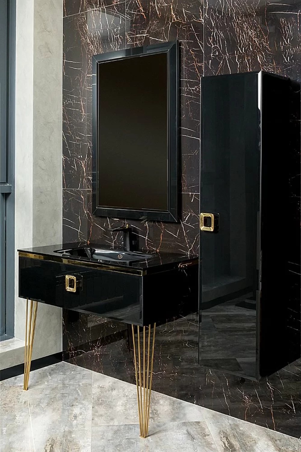 Консоль с раковиной Armadi Art LUCIDO 770-100-B 100 глянцевый черный