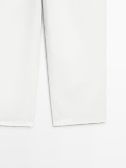 Massimo Dutti Укороченные джинсы средней посадки с широкими штанинами, экрю