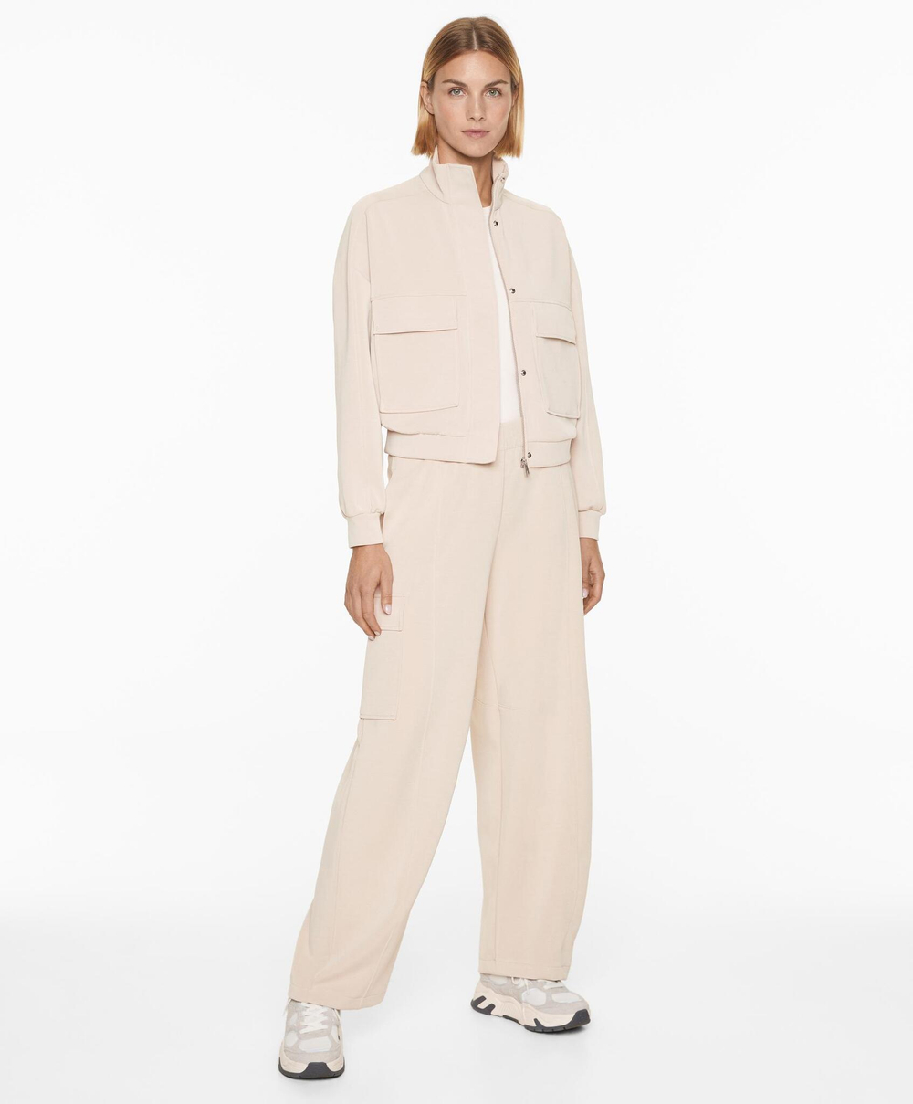 OYSHO Брюки свободного кроя из ткани с модалом с начесом, экрю