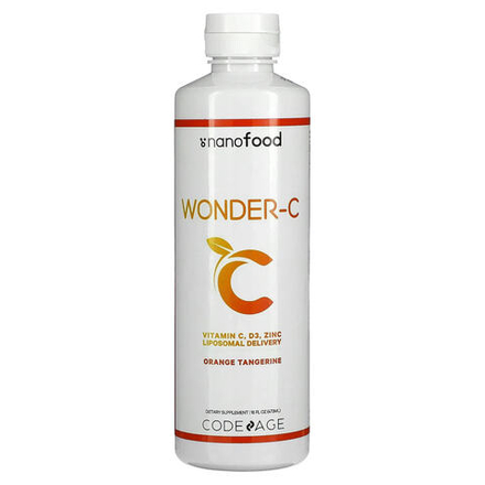 Codeage, Wonder-C, витамин C, D3, цинк, липосомальная порция, апельсин и мандарин, 473 мл (16 жидк. Унций)