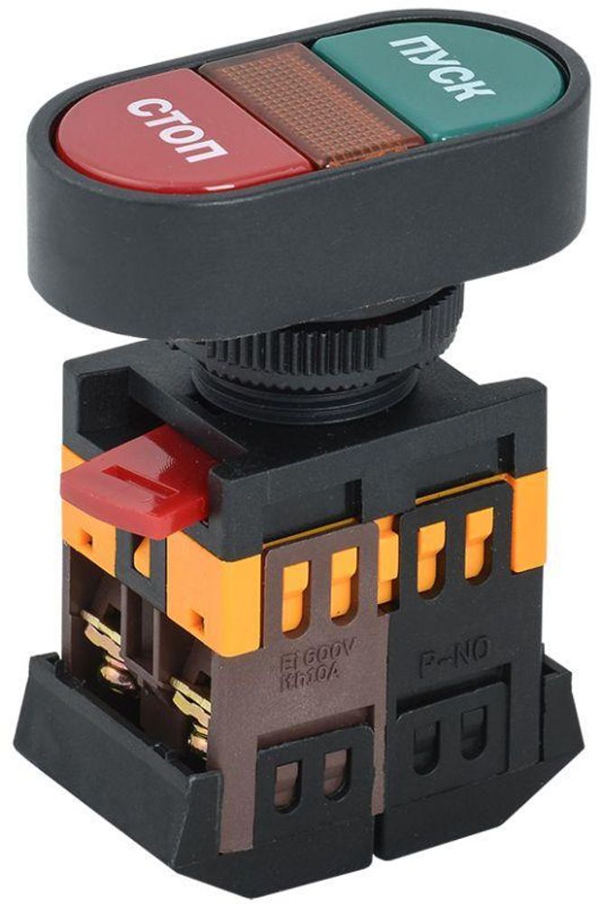 Кнопка APBB-22N &quot;Пуск-Стоп&quot; d22мм 1з+1р 240В неон IEK BBD11-APBB-K51