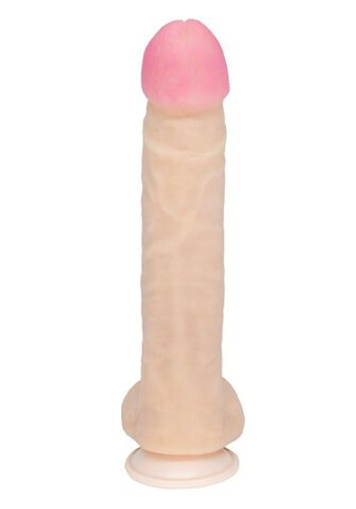 Фаллоимитатор-гигант на присоске из неоскин - 25,5 см. (Цвет: телесный)