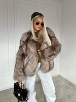 Шуба из кофейной лисы 60см