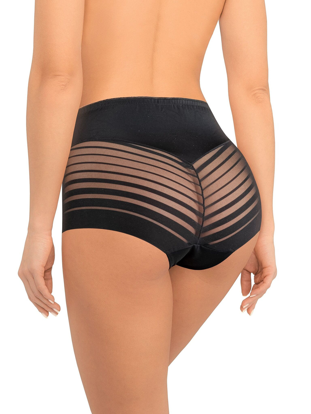 Трусики-макси из микрофибры с полосками (Размер: M) (Цвет: черный)