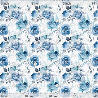 Голубые розы, акварельный узор by Мир Натали 600 DPI