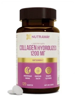 NUTRAWAY. Collagen hydrolized говяжий 1200 mg 120 таб